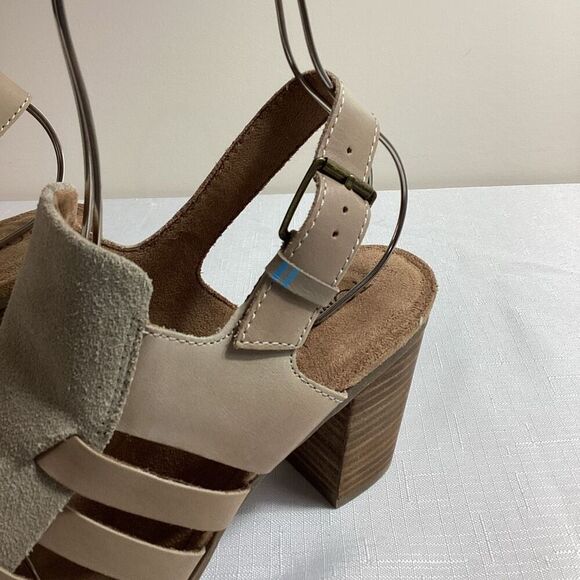 TOMS Women’s Tan Suede & Leather Block Heel Sandal Size  9.5 - Picture 4 of 8